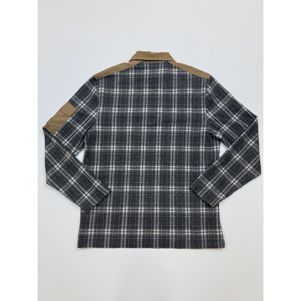 DKNY Shirt L/G Mens Can-Am Plaid Flannel Shirt in Grey & Tan - Picture 2 of 7